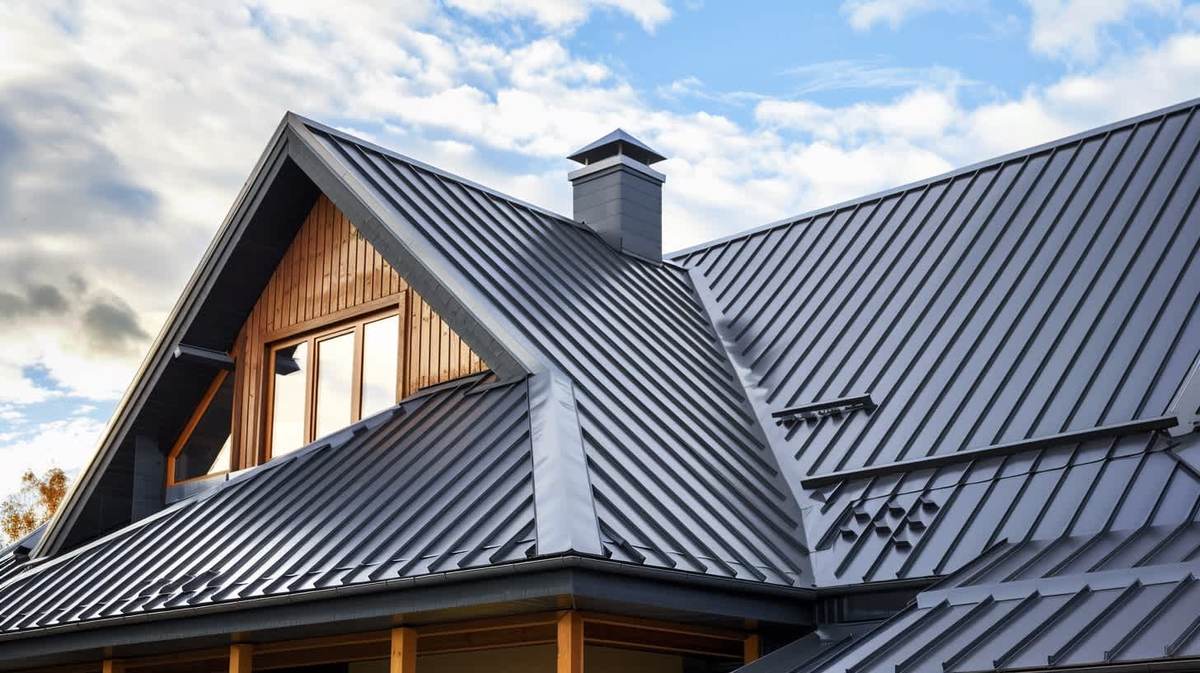 Göztepe EPDM Kauçuk Çatı – antrasit kenet sistem metal çatıyla kaplanmış müstakil ev